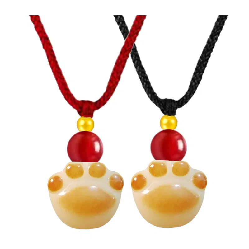 【招财纳福】 余笙情 炭烧猫爪 八方来财好运连连 可爱猫咪爪子 国风佛珠念珠复古国潮 小众设计高级感 菩提根 项链 男女同款情侣款