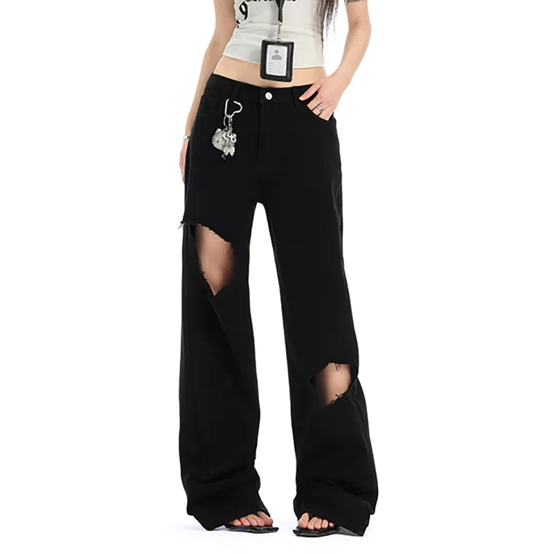 如续 高腰设计感小众宽松阔腿显瘦牛仔裤 女款