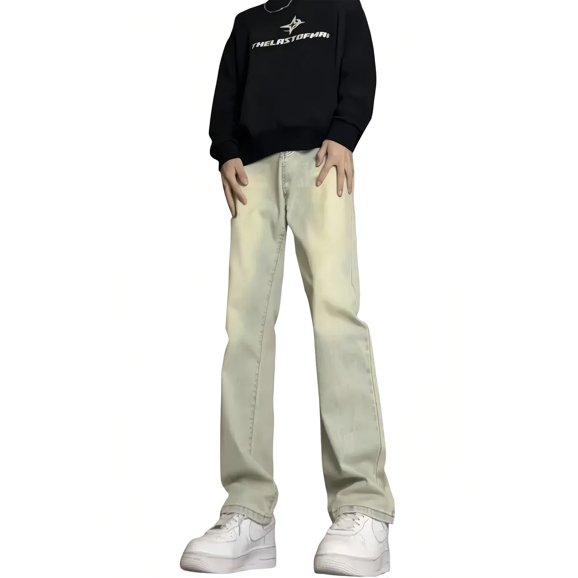 木林森 美式高街复古做旧水洗简约废土风中腰宽松直筒通勤百搭亲肤柔软舒适休闲耐磨垂感牛仔裤 男女同款