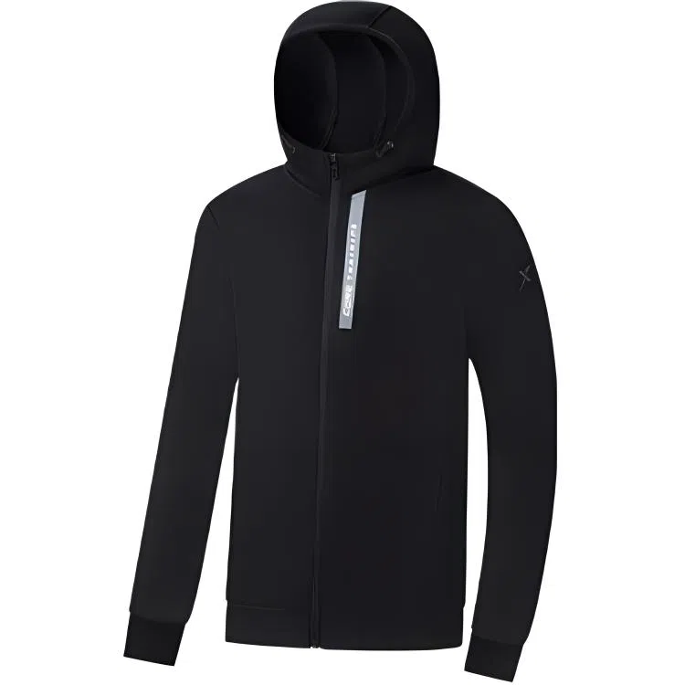 特步 综训系列 休闲连帽长袖夹克外套 男款 正黑色