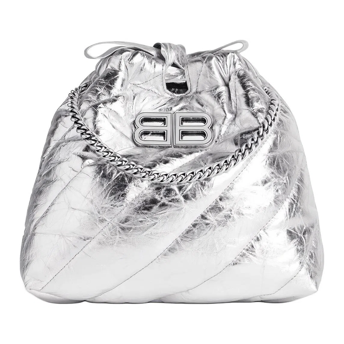 Balenciaga Crush Small Metallic Silver Bag