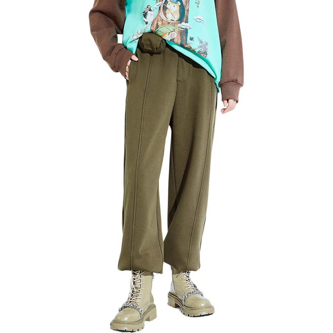 木果果木 纯色束脚高腰休闲裤 女款