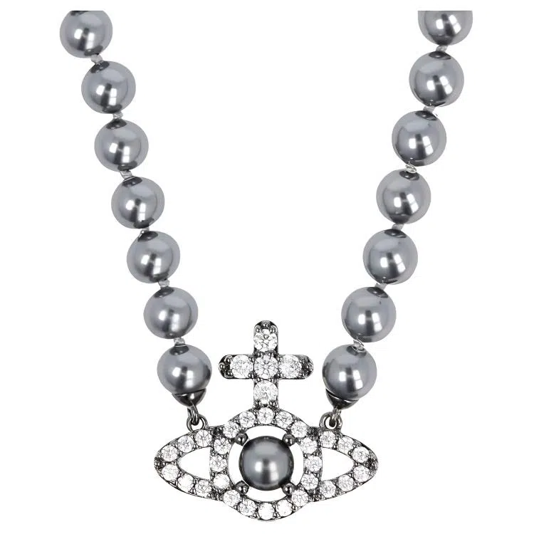 Vivienne Westwood Olympia Gunmetal Pearl Necklace