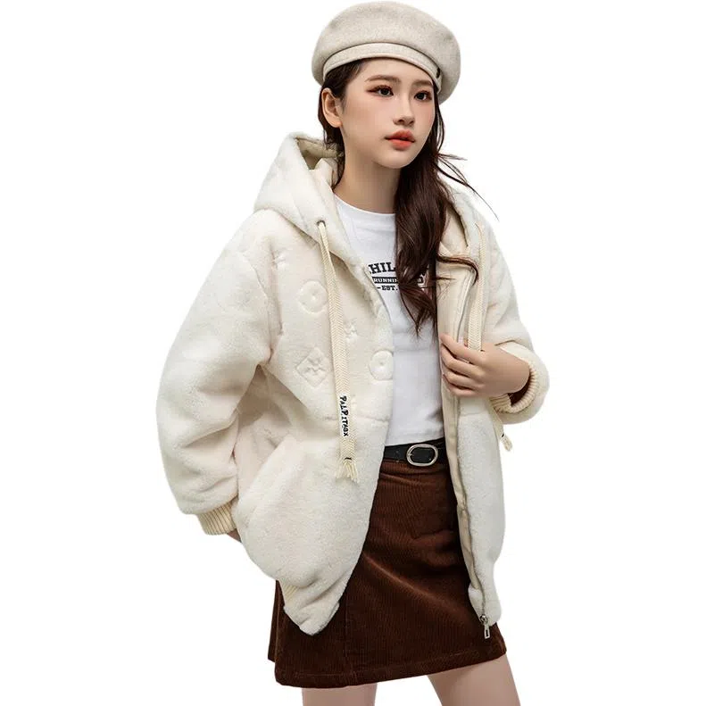 鸭鸭 纯色连帽加厚羽绒服 女款