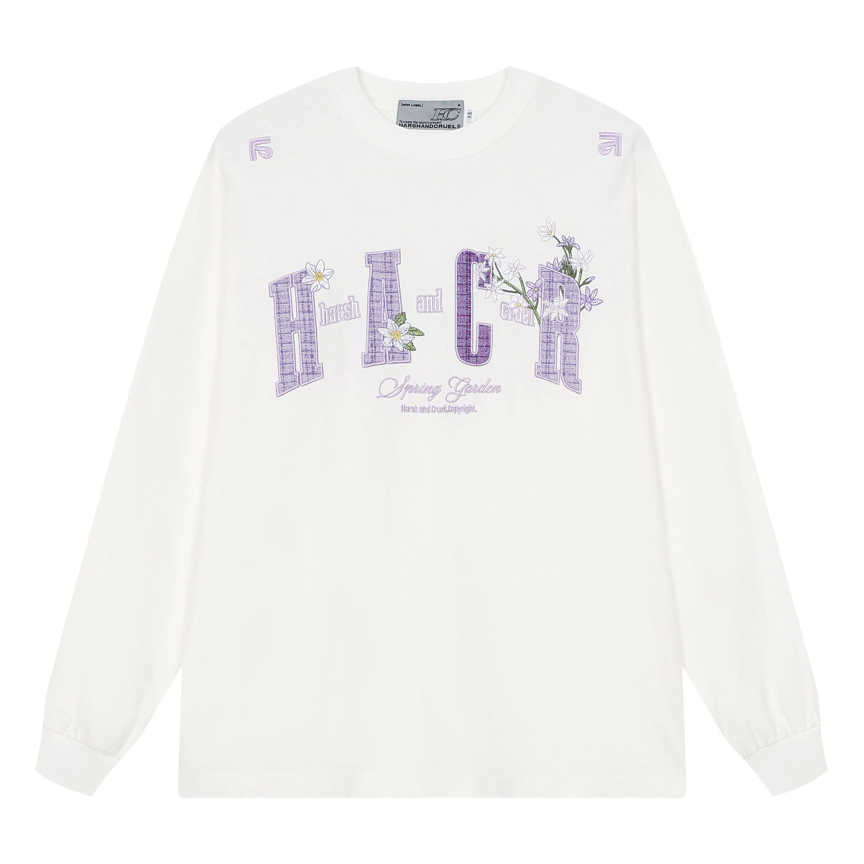 HARSH AND CRUEL Embroidered Patch Long Sleeve Tee