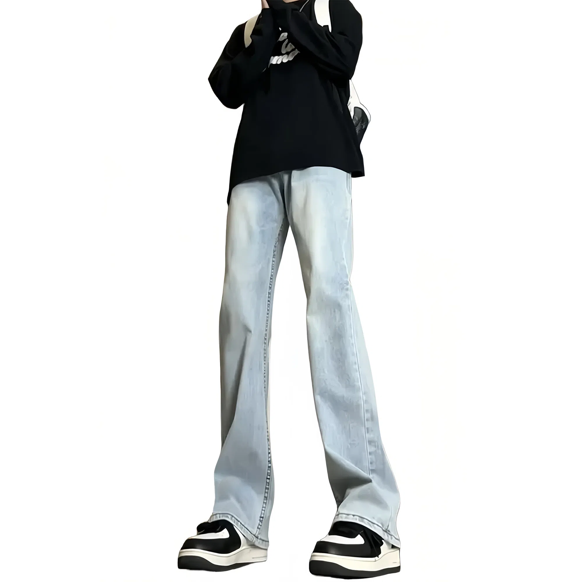 木林森 美式高街复古做旧水洗简约废土风中腰宽松直筒通勤百搭亲肤柔软舒适休闲耐磨垂感牛仔裤 男女同款