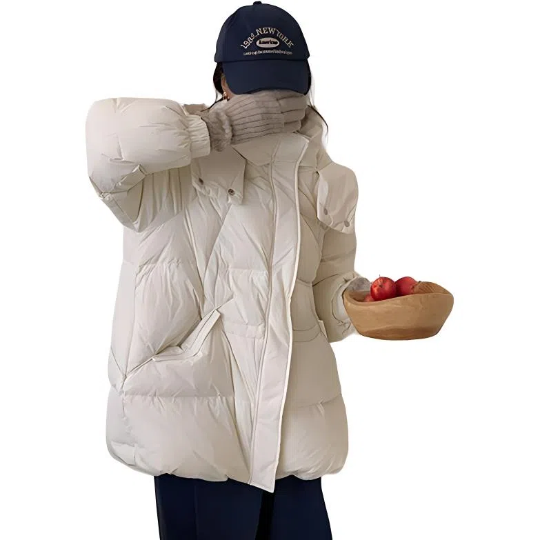 鸭鸭 时尚连帽韩版纯色羽绒服 女款