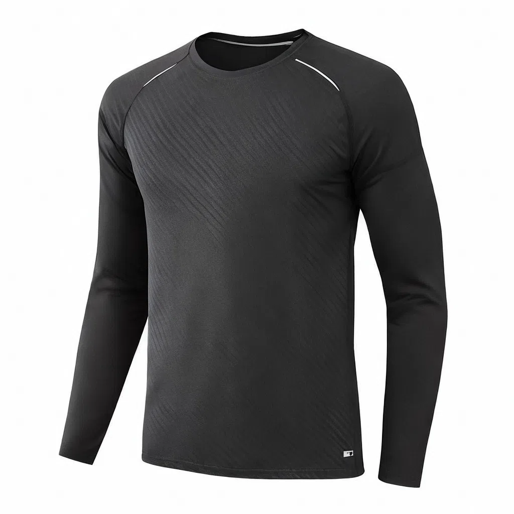 浪莎 运动长袖打底圆领健身衣 男款