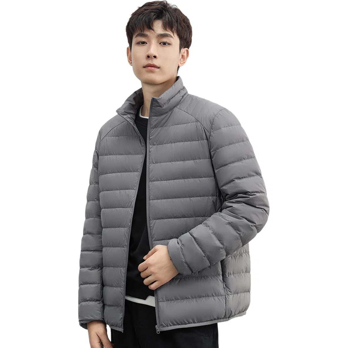 鸭鸭 立领短款休闲长袖羽绒服 男款