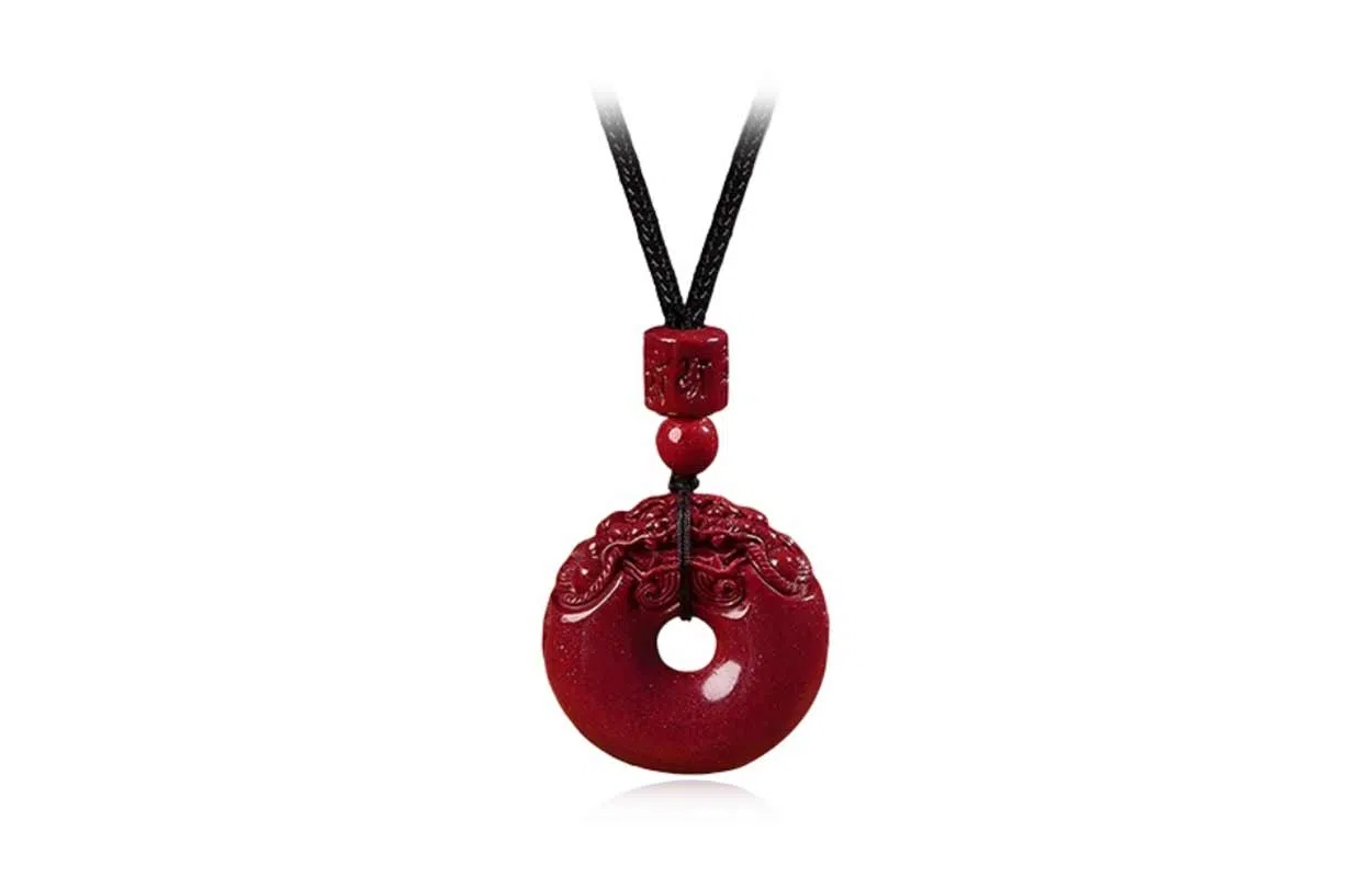 百利金 貔貅平安扣 国潮复古新中式平安转运气质轻奢创意设计吞金兽转运珠吊坠锁骨链 再造辰砂朱砂 项链 男女同款情侣款