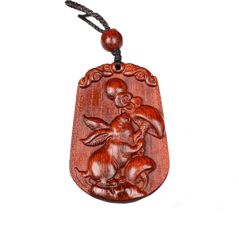 工匠一族 手工雕刻十二生肖木质平安无事牌 吉祥纳福#好运 檀木 项链 男女同款情侣款