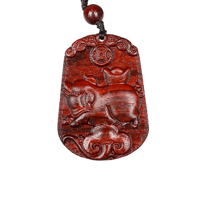 工匠一族 手工雕刻十二生肖木质平安无事牌 吉祥纳福#好运 檀木 项链 男女同款情侣款
