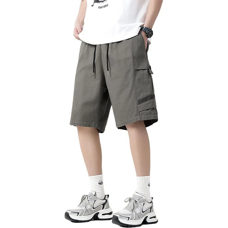 【dme】 纯棉美式潮流大口袋纯色简约运动工装五分裤宽松舒适透气百搭休闲短裤 男女同款