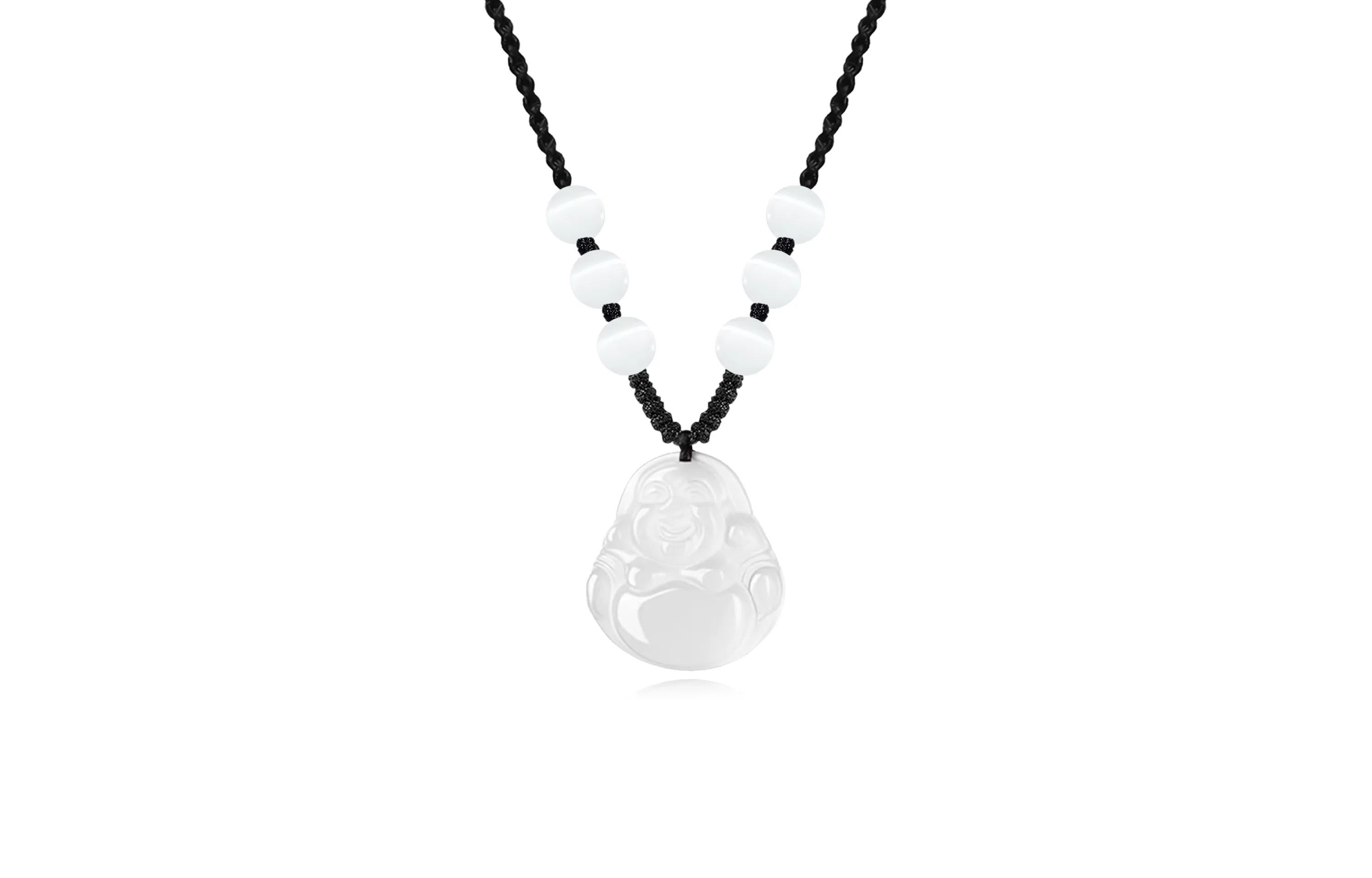 中国珠宝 笑脸弥勒佛吊坠  新中式复古国风高级感玉佛温柔气质平安好运观音锁骨链 玉髓 项链 男女同款情侣款