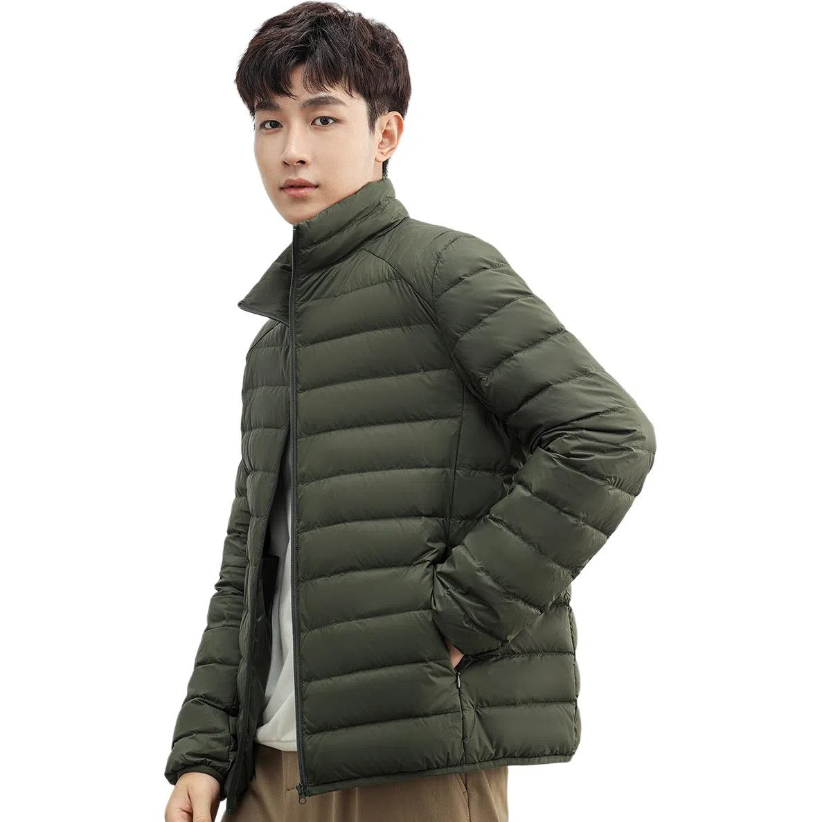 鸭鸭 立领短款休闲长袖羽绒服 男款