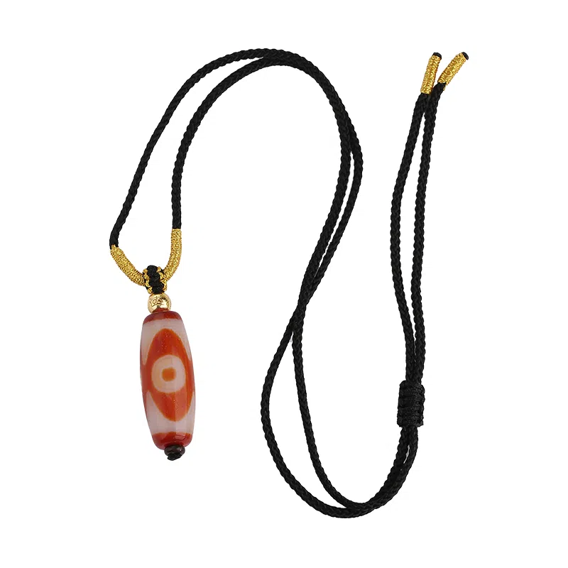 布达拉宫 红肉三眼天珠吊坠手工编绳 本命年红色颈饰藏式民族风 玛瑙 项链 男女同款情侣款