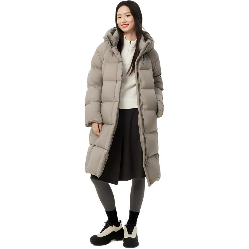 坦博尔 过膝纯色简约羽绒服 女款