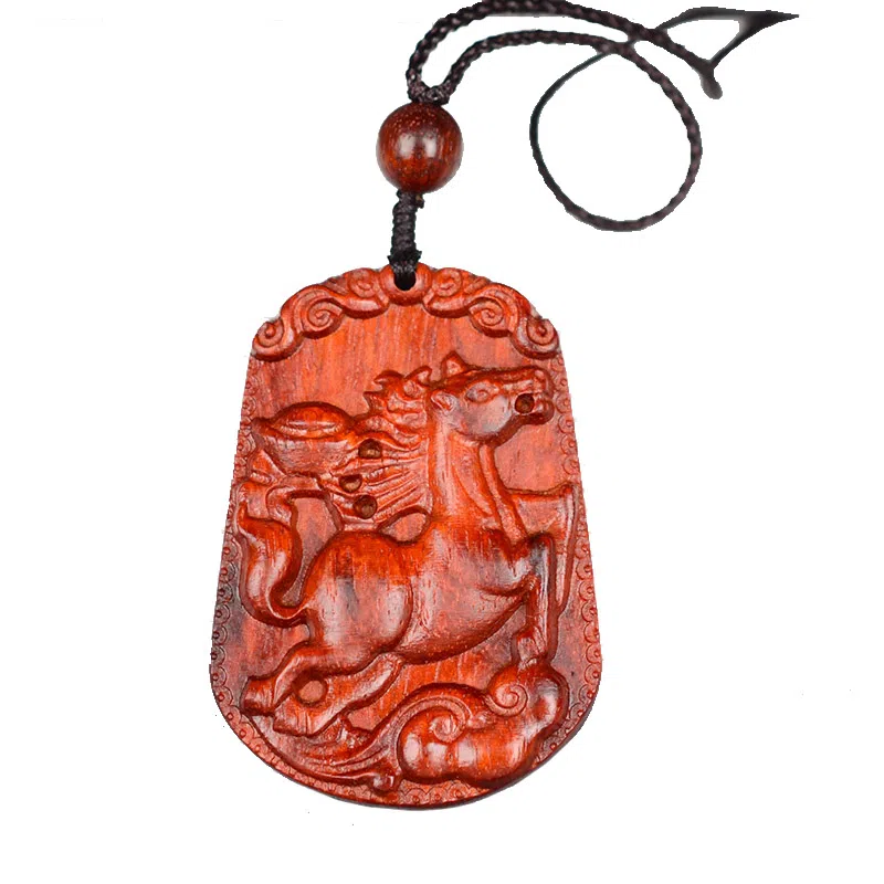 工匠一族 手工雕刻十二生肖木质平安无事牌 吉祥纳福#好运 檀木 项链 男女同款情侣款