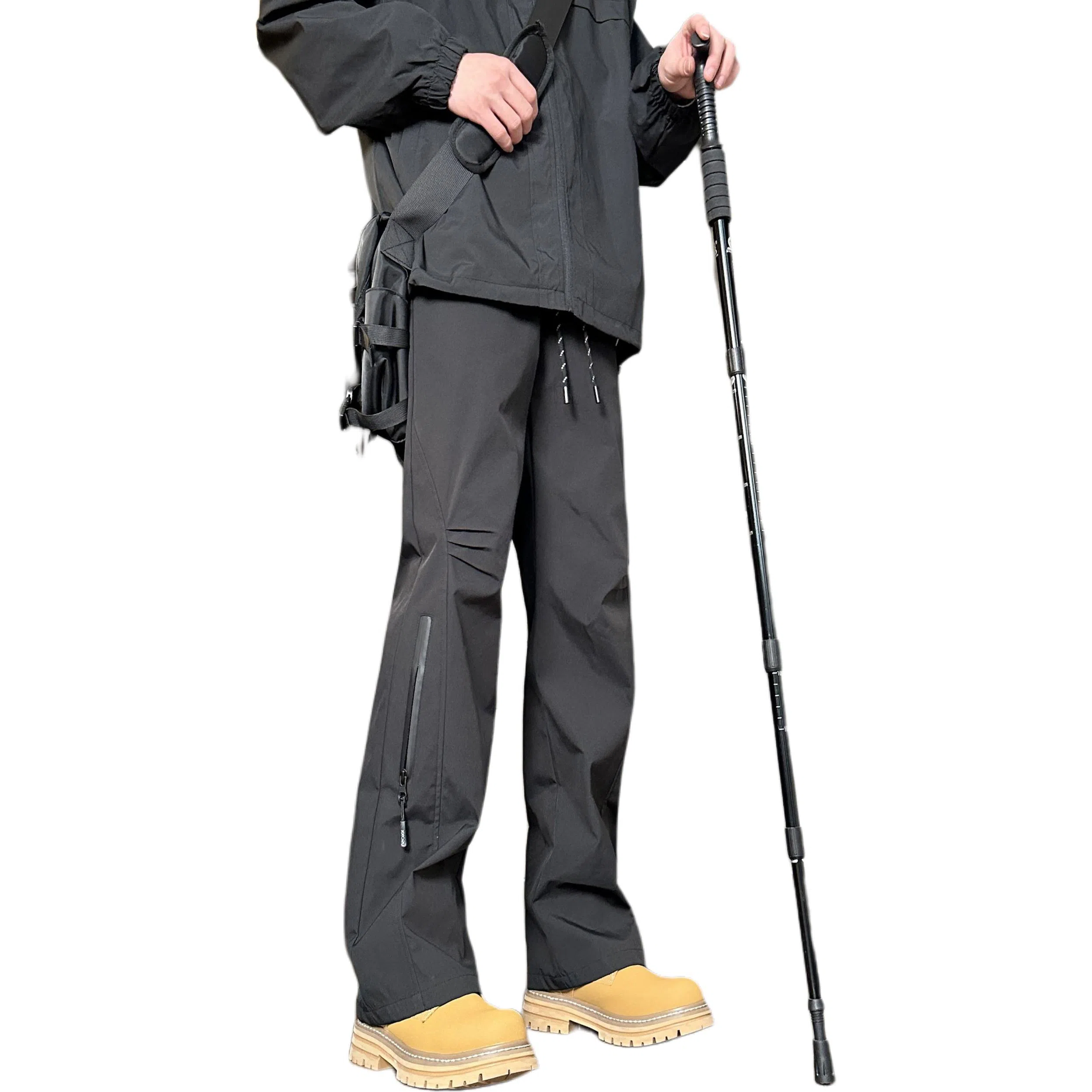 双星八特 纯色中腰松紧宽松直筒休闲裤 男女同款 深灰色