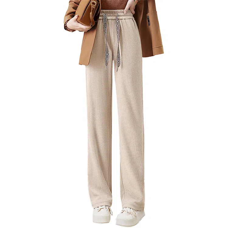 丝柏舍 阔腿纯色简约休闲裤 女款 燕麦色