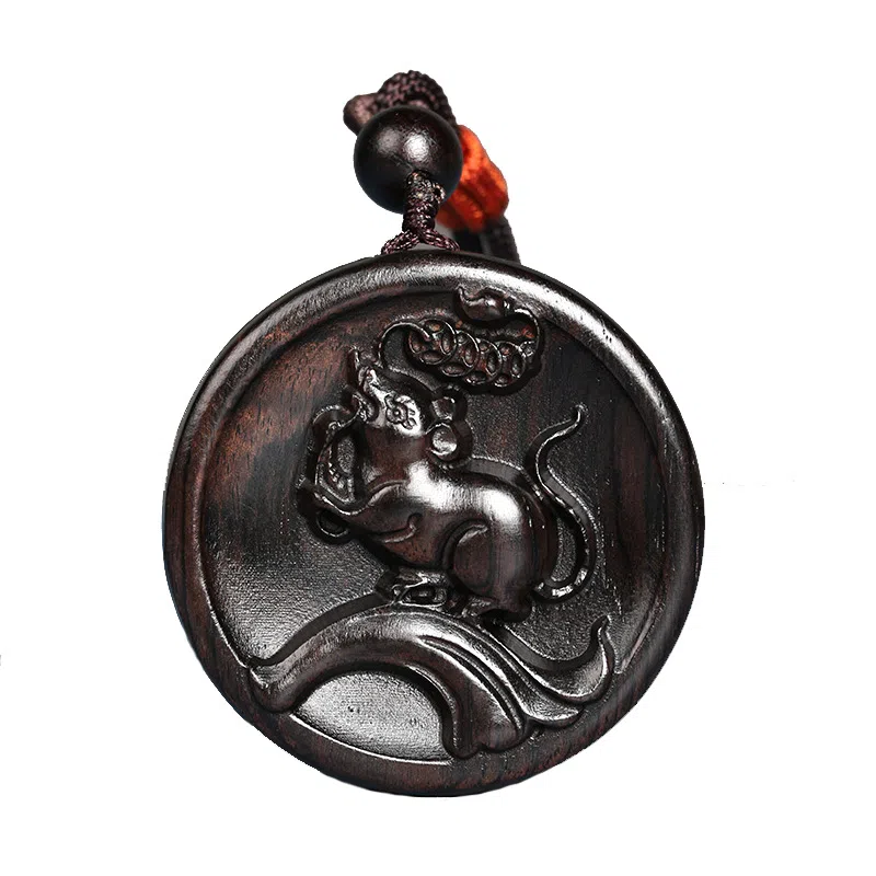 工匠一族 十二生肖圆牌 雕刻 紫光檀 项链 男女同款情侣款