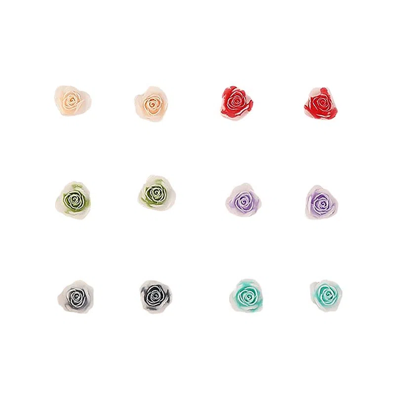 零界 甜美清新彩色花朵 小巧精致 不重样 防过敏养耳洞 塑料 耳钉 男女同款情侣款