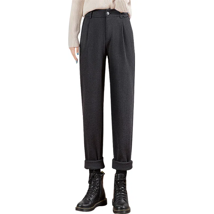 丝柏舍 高腰简约百搭休闲裤 女款 深灰色