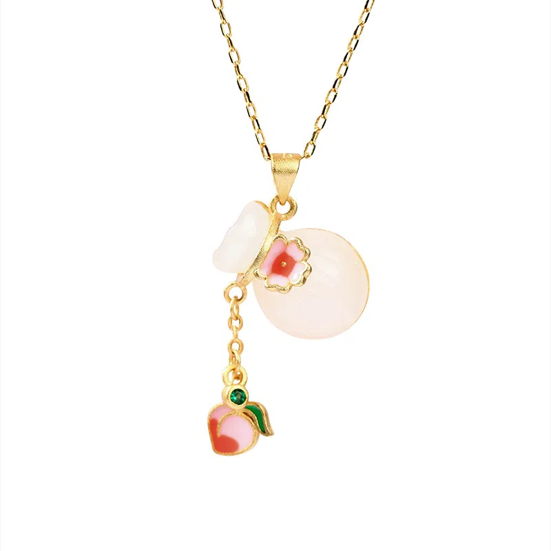 彤彤兔 珐琅彩绘钱袋铜钱 个性复古 铜 项链 女款