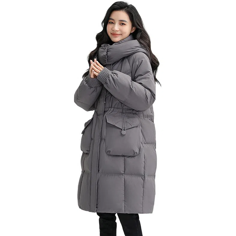 鸭鸭 连帽时尚纯色舒适宽松长袖羽绒服 女款