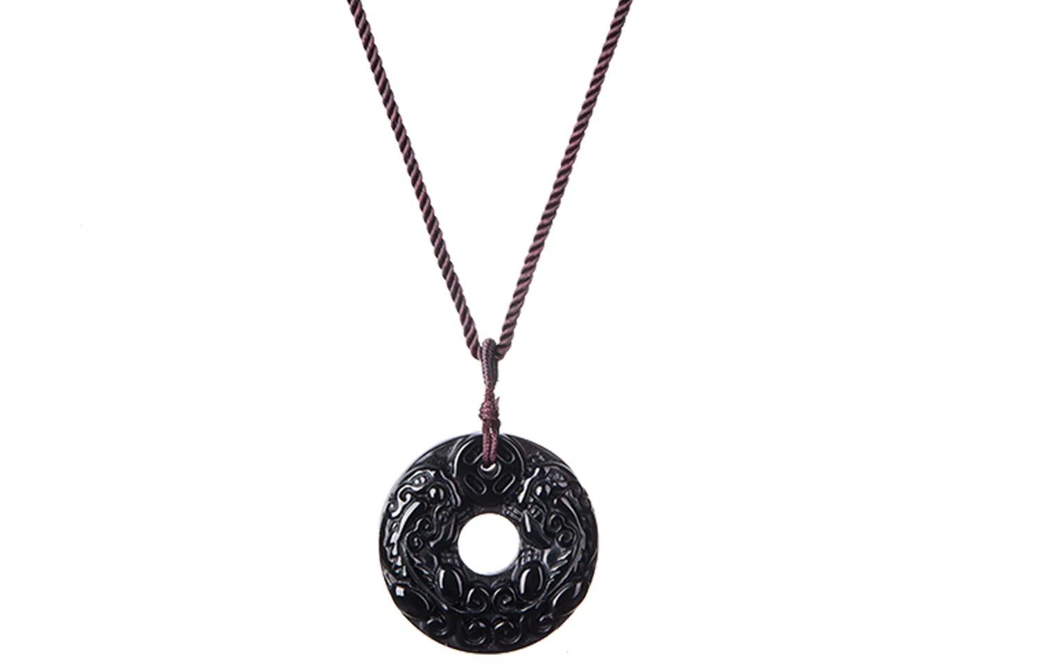 石头记 冰透吊坠 雕刻貔貅平安扣颈链 新中式国风配饰 日常百搭 礼盒款 黑曜石 项链 男女同款情侣款