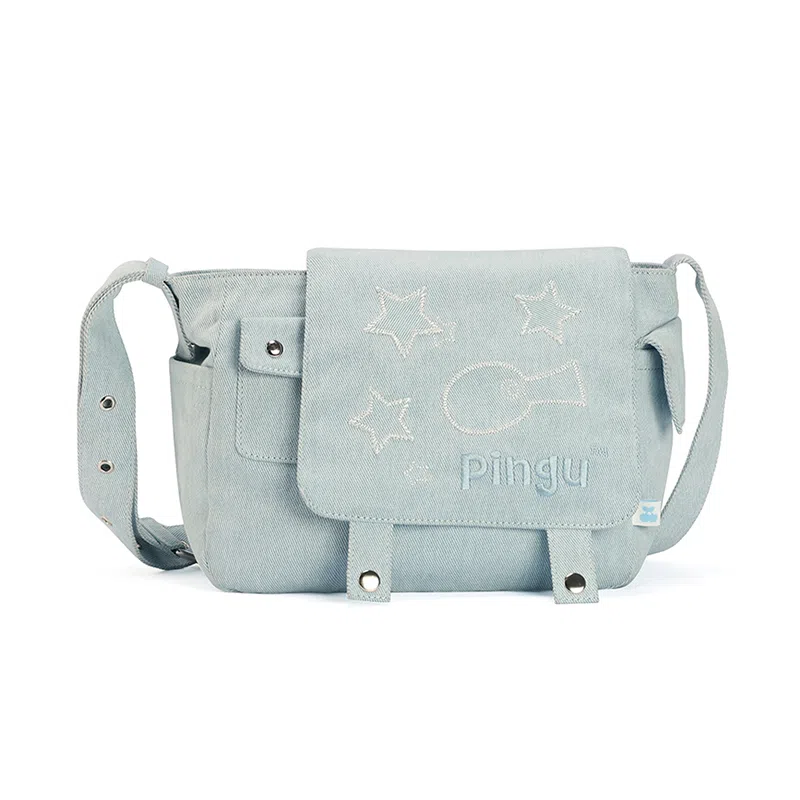 VANWALK Pingu Messenger Bag Large Denim Blue Classic Black