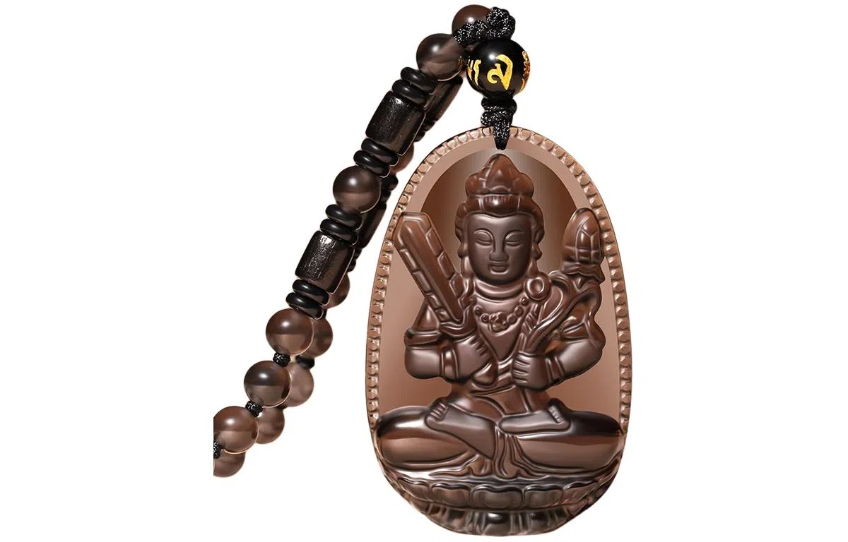 易明居 国潮十二生肖 本命年佛牌 简约大气六字真言转运珠吊坠 八大本命佛守护神 黑曜石 项链 男女同款情侣款