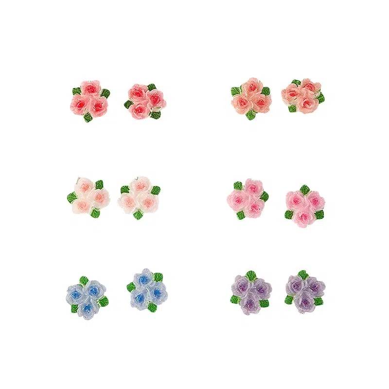 【鲜花和你】 零界 甜美清新彩色花朵 小巧精致 不重样 防过敏养耳洞 塑料 耳钉 男女同款情侣款