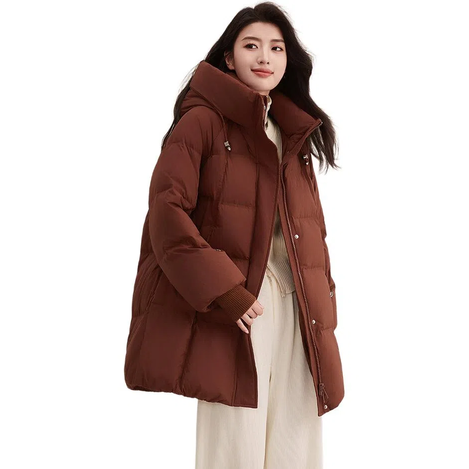 鸭鸭 连帽拉链休闲羽绒服 女