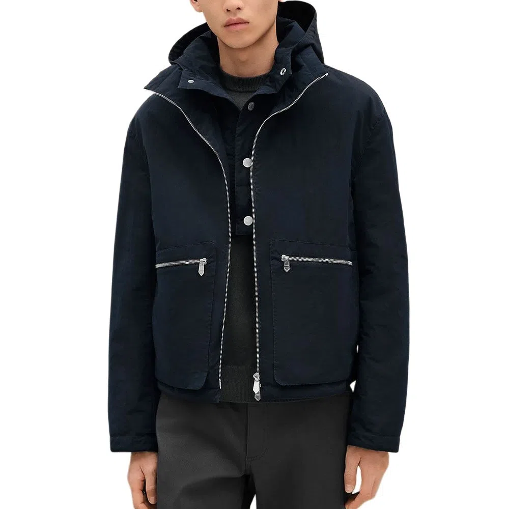 Hermes Detachable Hood Zip Jacket Navy