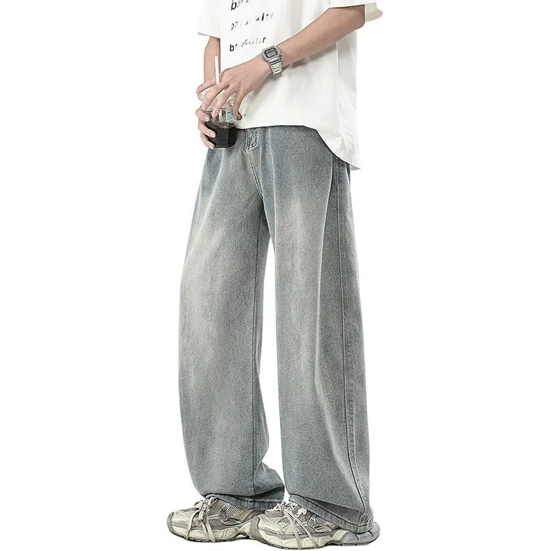 永言 复古美式潮牌复古牛仔裤 男女同款
