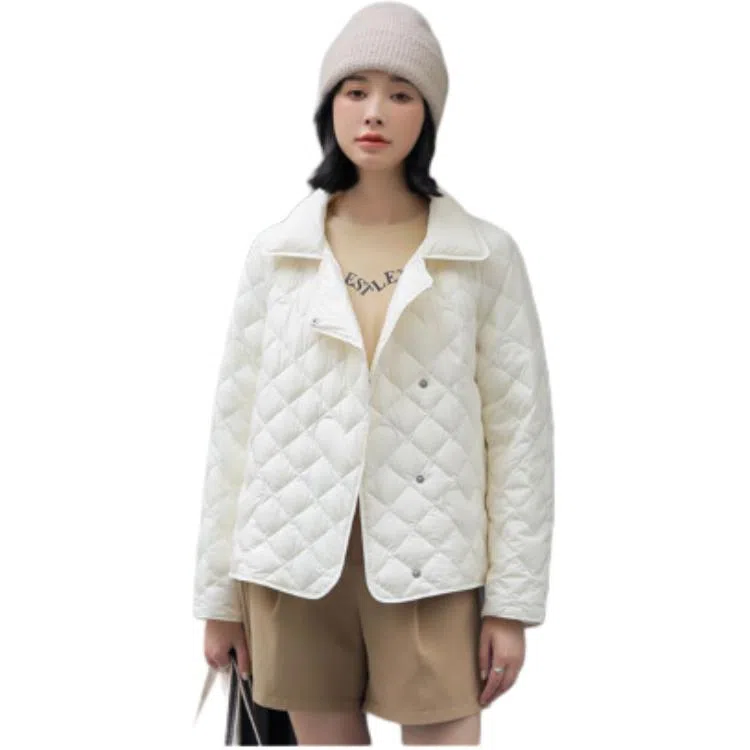 鸭鸭 纯色短款宽松立领长袖羽绒服 女款