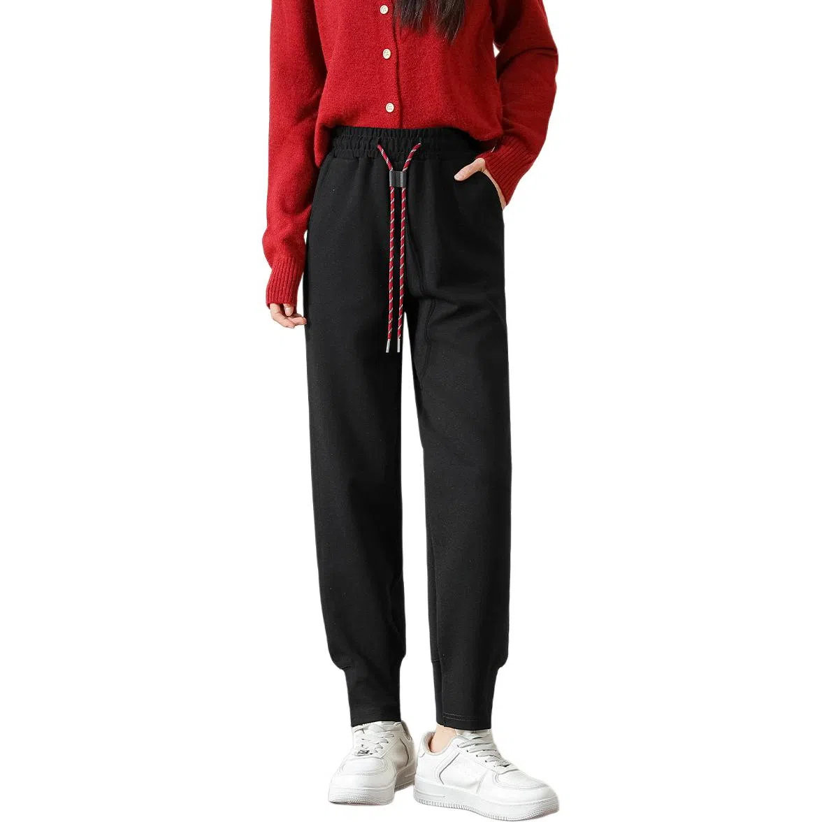 法文箱子 束脚系绳束脚休闲裤 女款 黑色