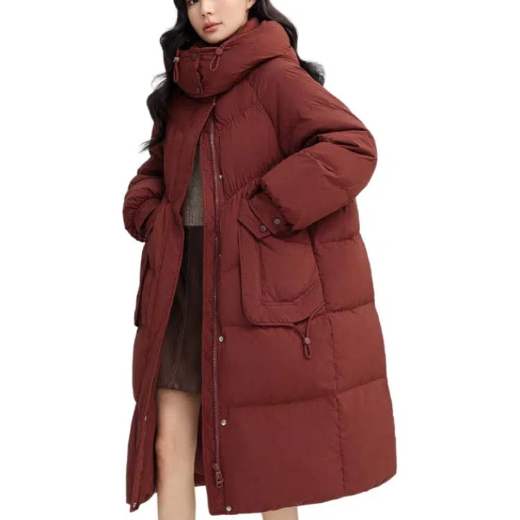 鸭鸭 加厚宽松纯色羽绒服 女款