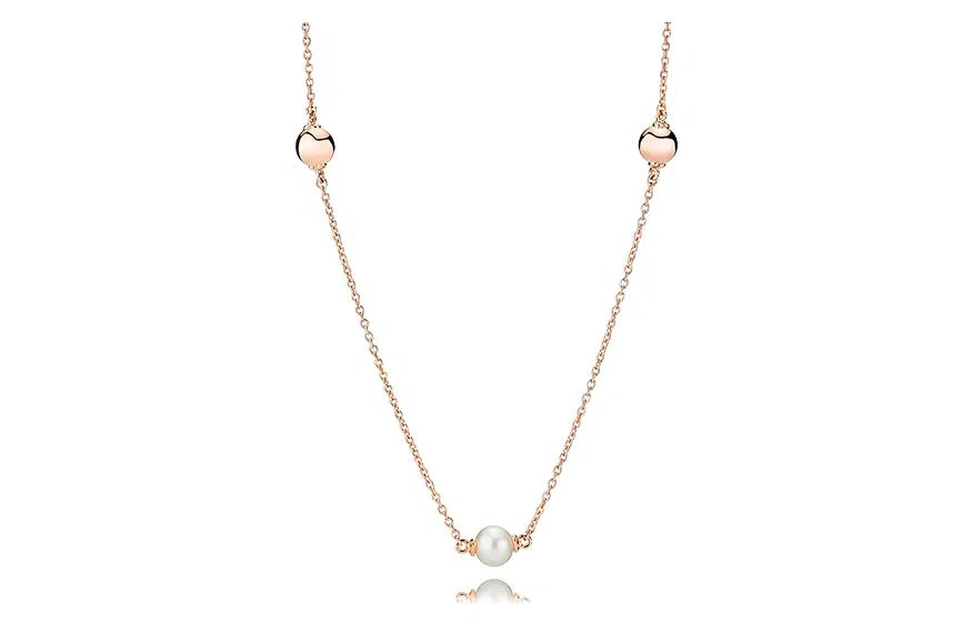 Pandora Modern Pearl Long Necklace Rose Gold