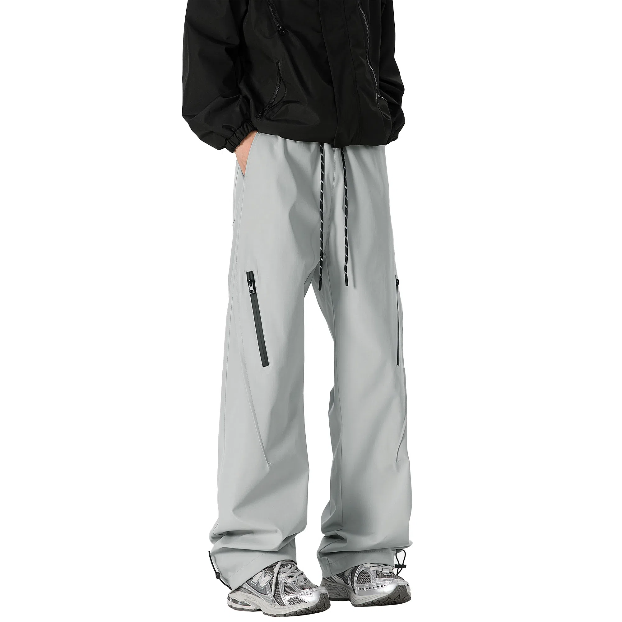 王者荣耀 美式高街拼接裤脚束带长裤宽松舒适透气户外徒步登山运动百搭时尚直筒休闲裤 标语款 男女同款