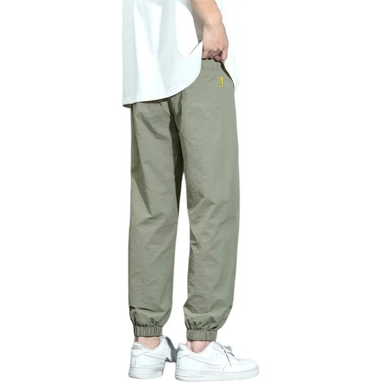 顶峰保罗 冰丝薄款速干运动九分裤潮流宽松百搭大码束脚休闲裤 男女同款