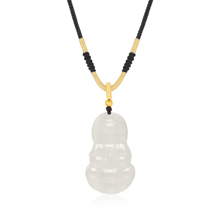 佐卡伊 观音 佛公吊坠 观音弥勒佛手工编织绳 古风国潮冰透平安顺遂 经典东方新中式 玉髓 足金项链 女款