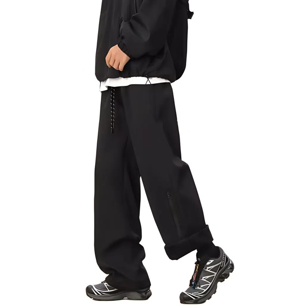 双星八特 美式城市机能风侧边拉链高街设计款户外通勤长裤垂感百搭宽松直筒工装休闲裤 男女同款