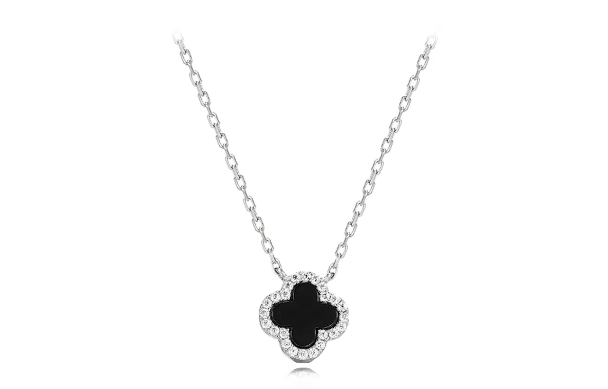 牧言 气质简约小众设计高级感 光面璀璨多色四叶草日常百搭锁骨链 合金 幸运草项链 女款