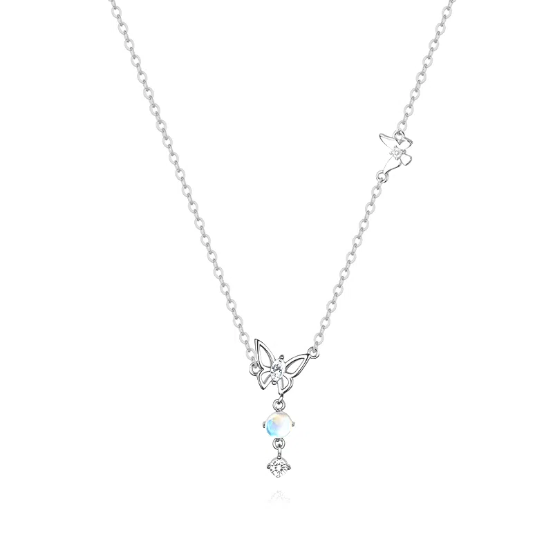 【S925银 好运福蝶】 七好美银 双蝴蝶 精致轻奢时尚优雅温柔森系小清新 简约小众高级感设计 日常约会通勤百搭 琉璃 项链 女款