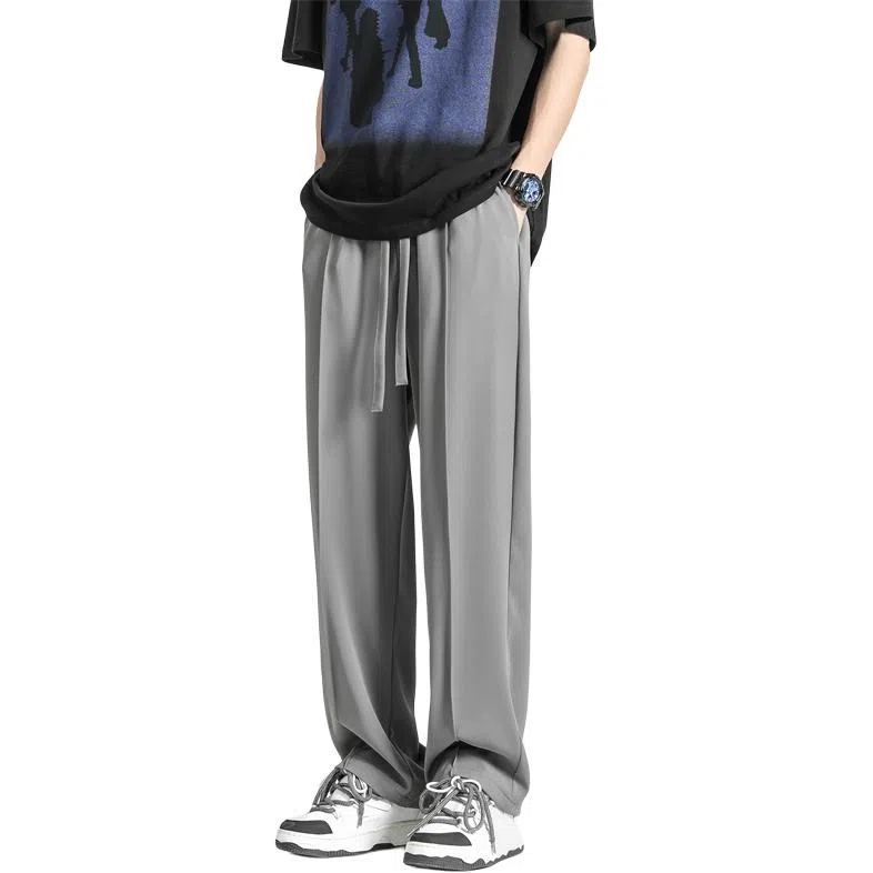 顶峰保罗 纯色质感薄款舒适直筒长裤复古潮牌宽松凉感小众简约百搭高级感显瘦运动阔腿 休闲裤 男女同款