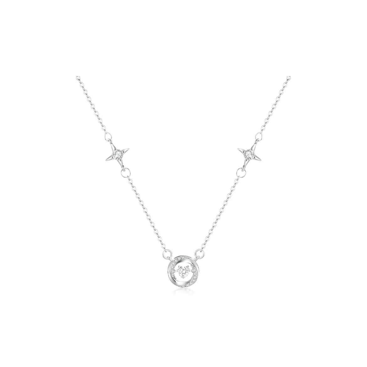 金杰福 莫比乌斯三秒心动爱心灵动星芒锁骨链 锆石 项链 女款