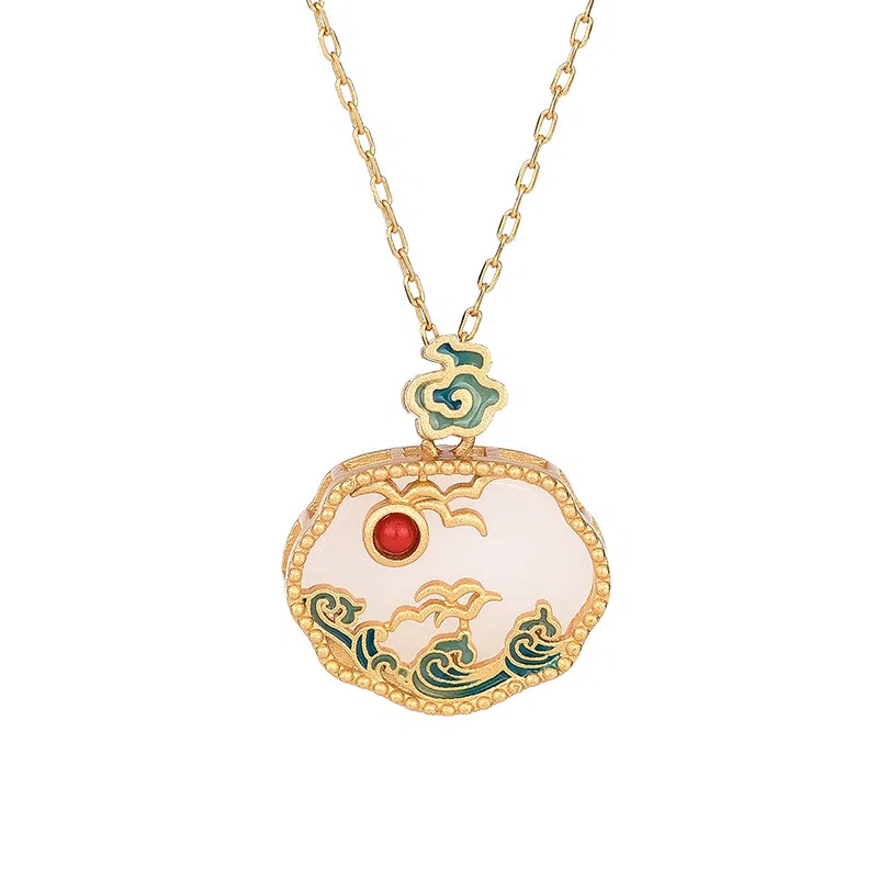 彤彤兔 国潮珐琅工艺如意平安锁挂坠中式复古风宫廷饰品 铜 项链 女款