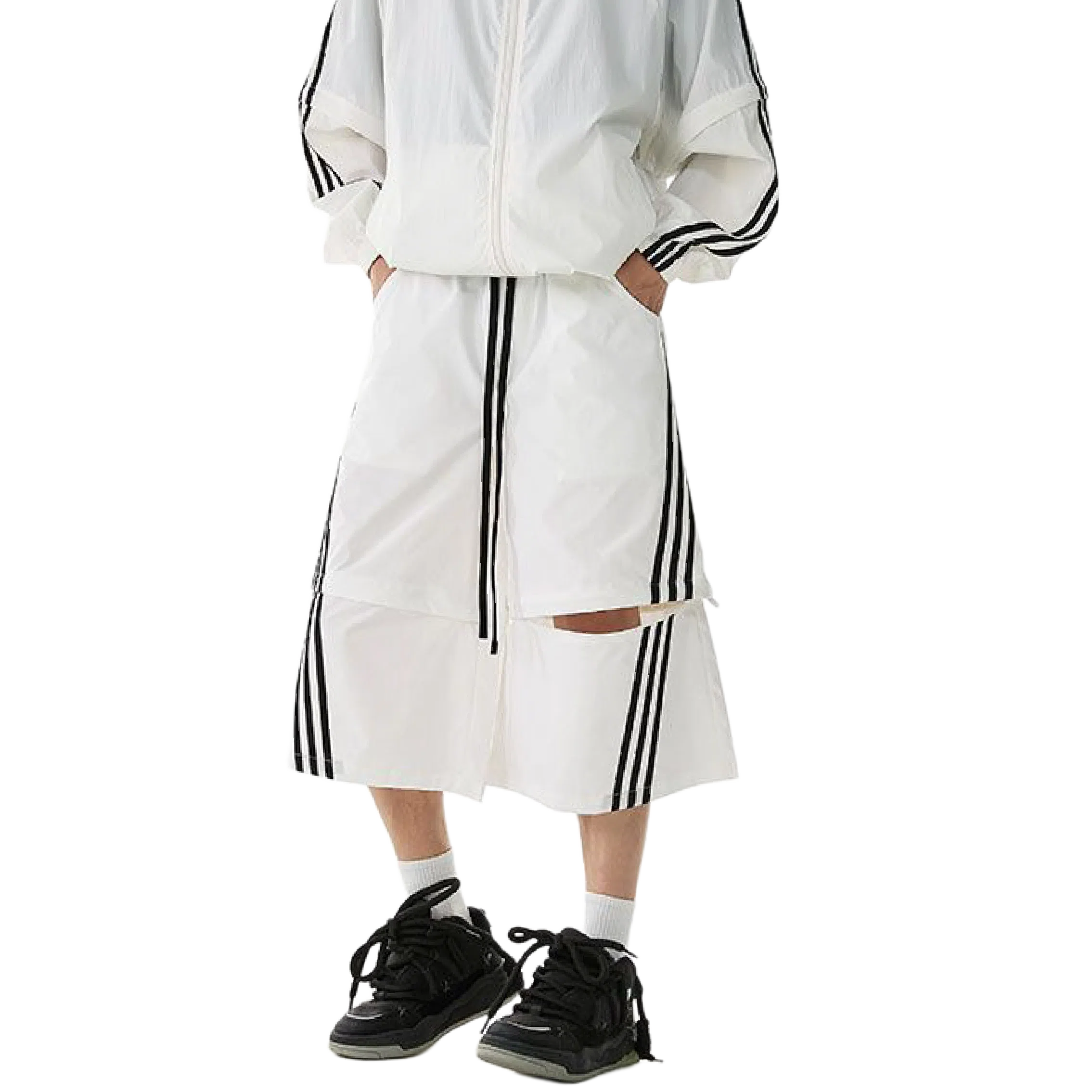 PANDA ADEVIL Detachable Stripe Cargo Shorts